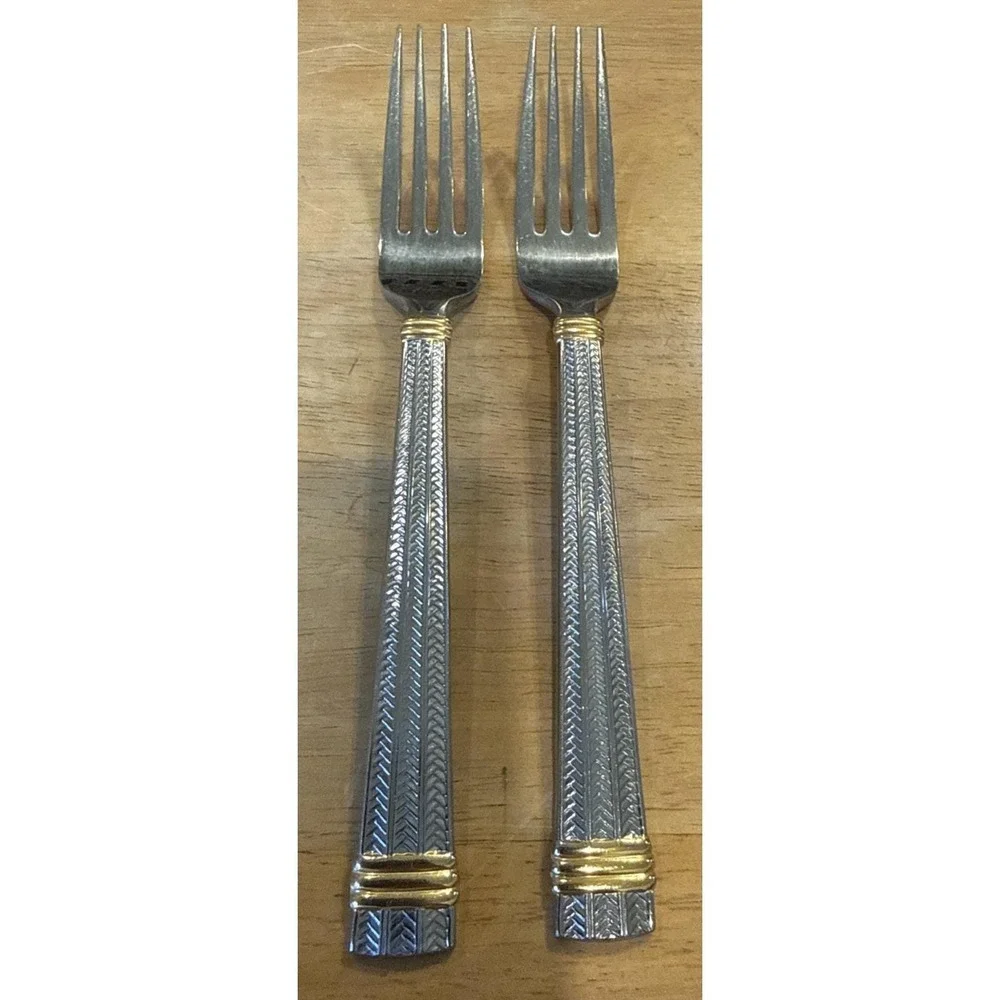 Ralph Lauren Golden Wainwright Stainless Steel 2 Dinner Forks Fork 1991‎ Vintage
